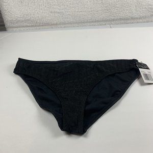 California Waves Ribbed Hipster Bikini Bottom Womens Size L Black Nylon 6208